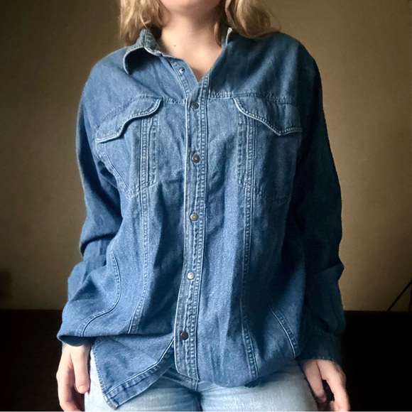 Vintage Harley-Davidson Denim Blue Button-Up Shirt Women’s L - Picture 3 of 9